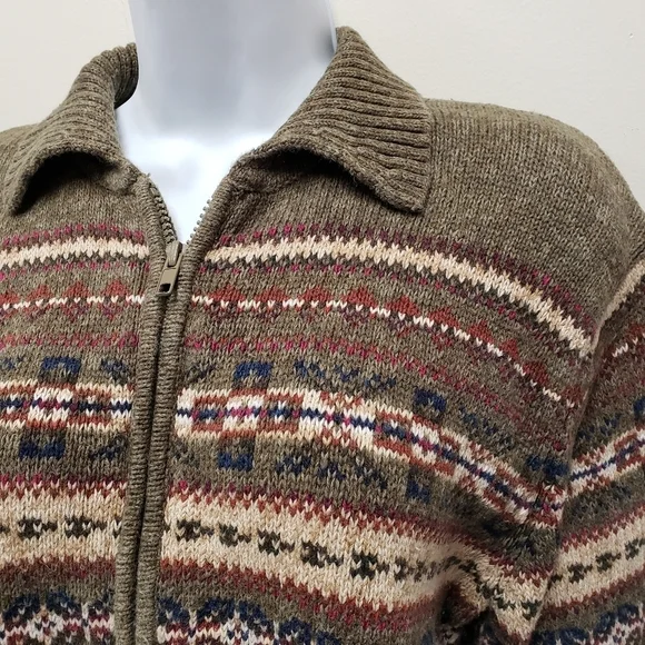 Tiara International Womens Full Zip Sweater Jacket Fair Isle Size Medium - Picture 2 of 8